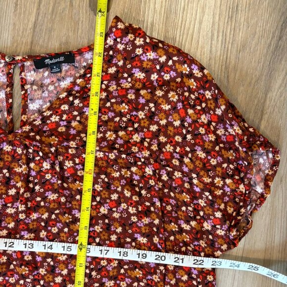 Madewell Floral V-Neck Keyhole Top Women's Medium - Picture 7 of 7